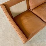 1960s tan leather 3 person sofa by OPE-möbler Sweden