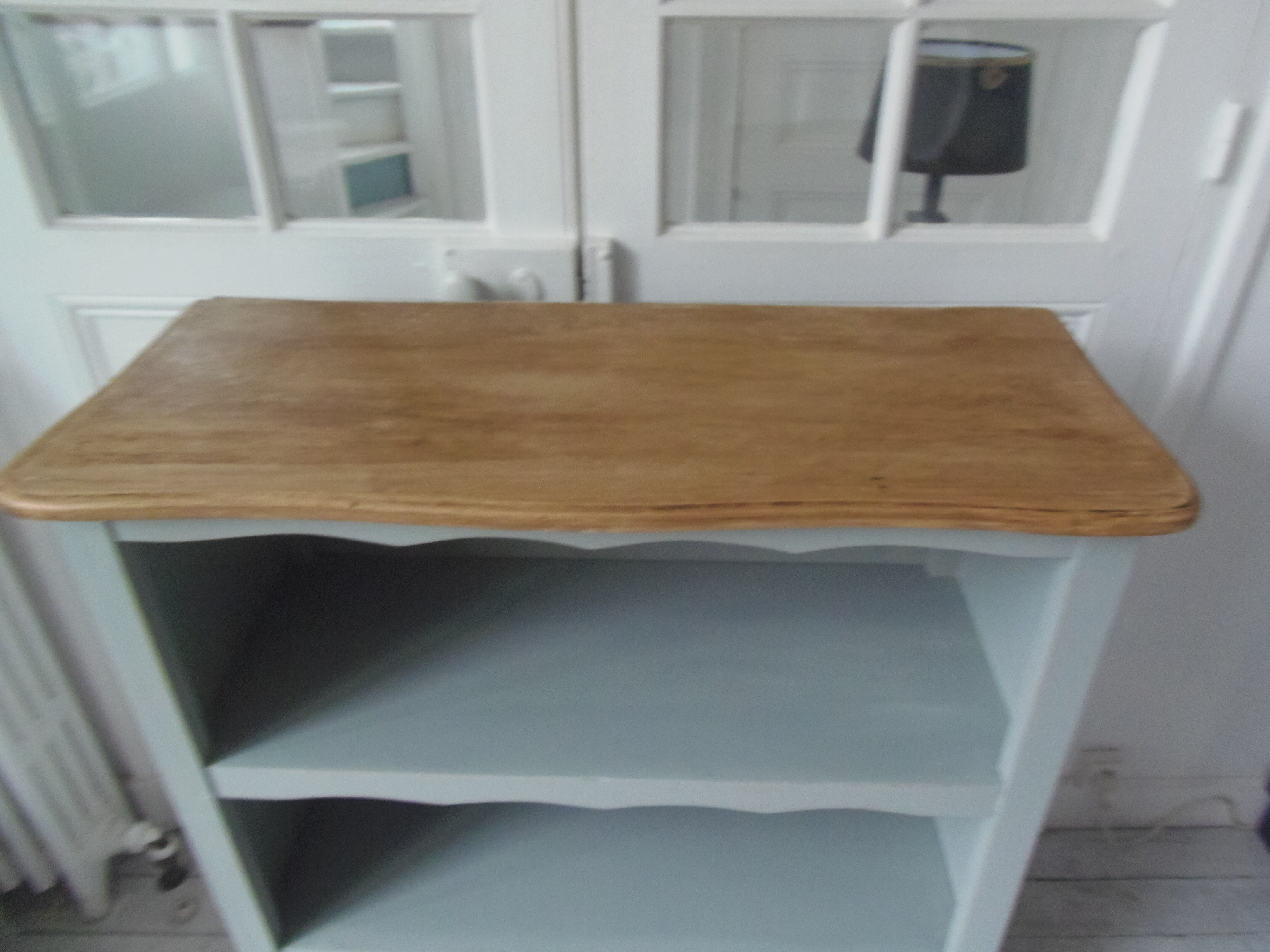 Small vintage library patinated green of grey wood tray