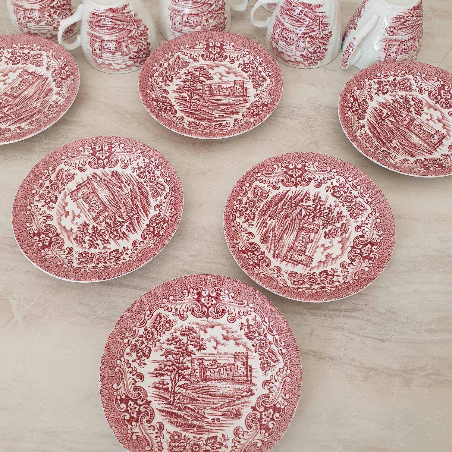 Tasses et sous-tasses Ironstone / service café thé Anglais "Olde Count