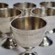 Set of 6 Vintage Silver Metal Egg Cups, EPNS hallmark, 6 cm