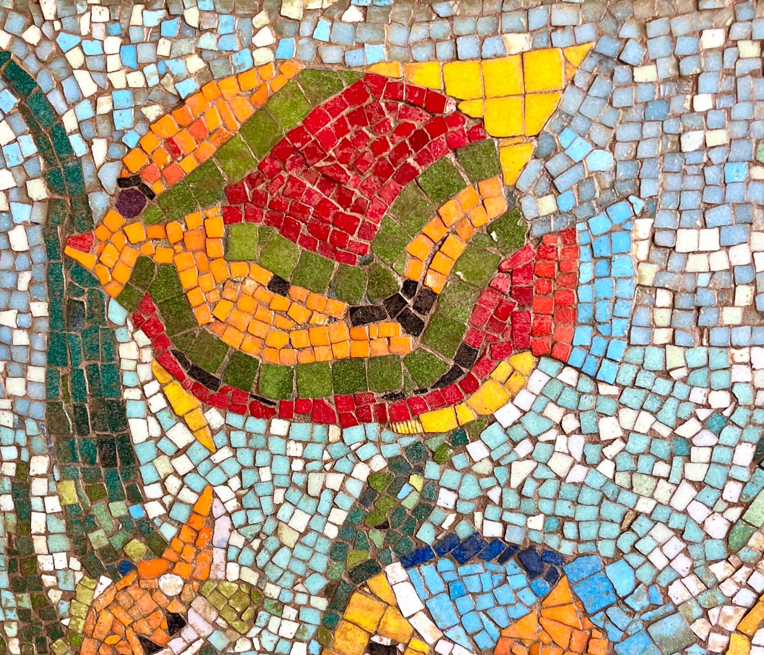 Large vintage mosaic wall fresco 1950