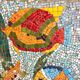 Large vintage mosaic wall fresco 1950