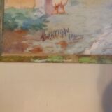 Watercolor old framed XlX, orientalist, signed louis lartigau