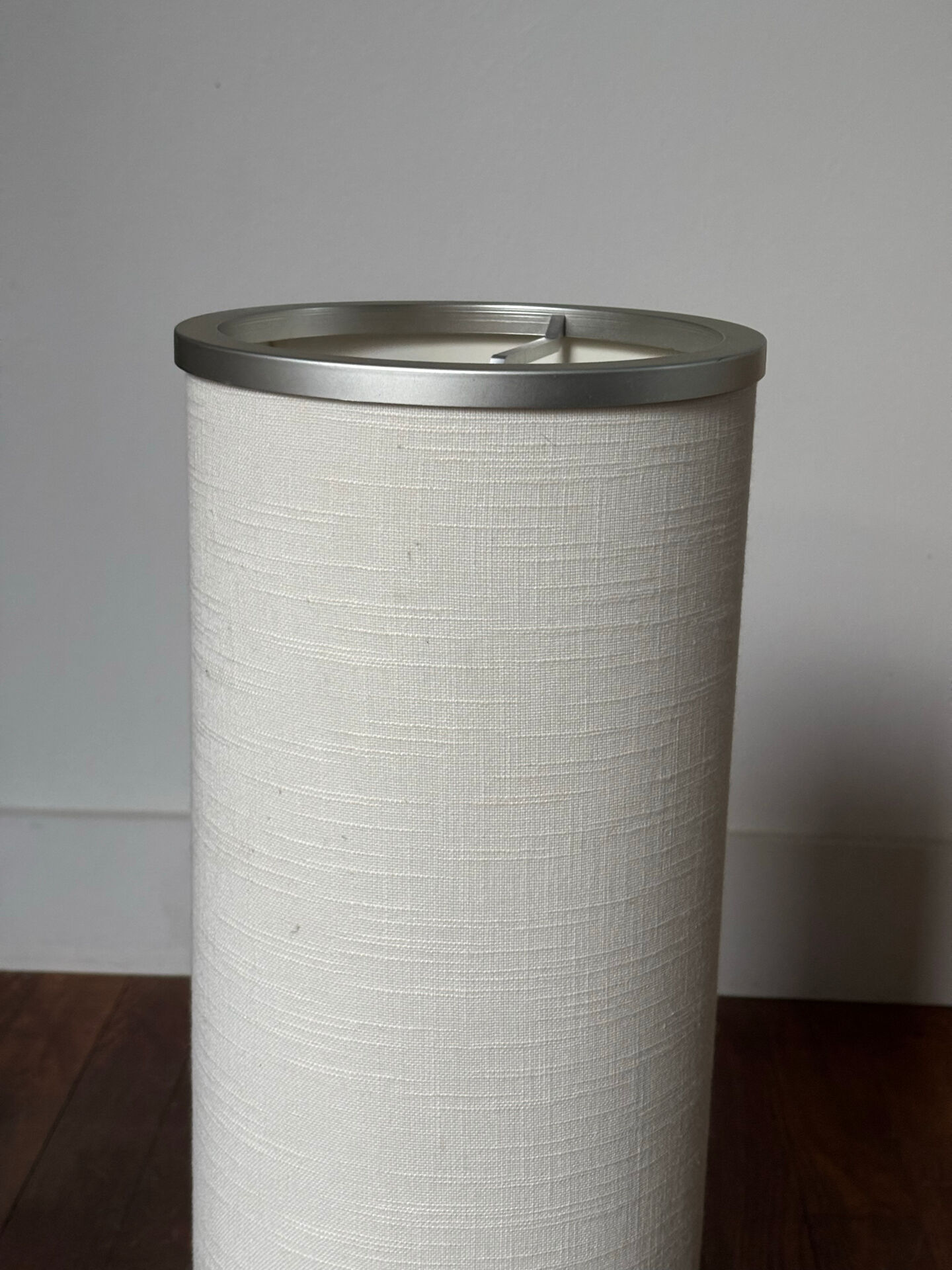 Linen and metal floor lamp