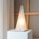 Milky White Murano Frosted Glass Pyramid Table Lamp with White Metal Base - Italian Space Age Design, 1970s