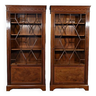 Pair of Bookcases in Solid Mahogany, Art Deco – Early 20th Century
