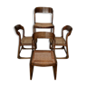 Série de 4 chaises Traîneau en osier, par Baumann