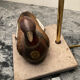 Artifex lamp with cloisonné wooden birds and travertine from the 1960s-70s.