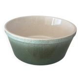 Bol de service en grès scandinave vintage – Vert mousse et ivoire – Milieu du siècle