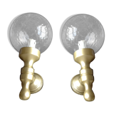 Pair of glass and gilded wood globes /vintage 60-70
