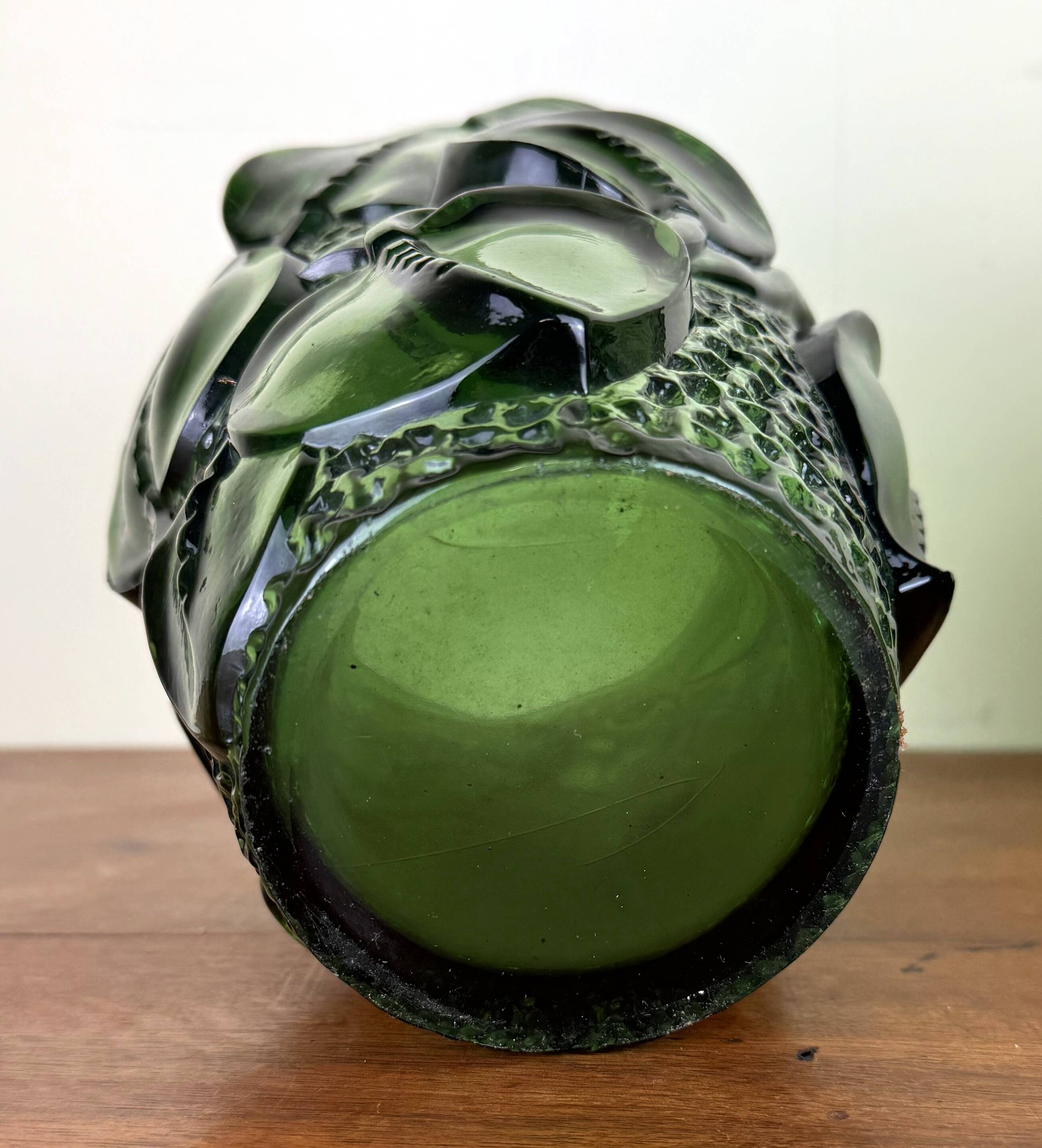 Pair of pressed glass vases - molded art deco period circa 1930