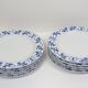 Série de 10 assiettes plates blanches et bleu