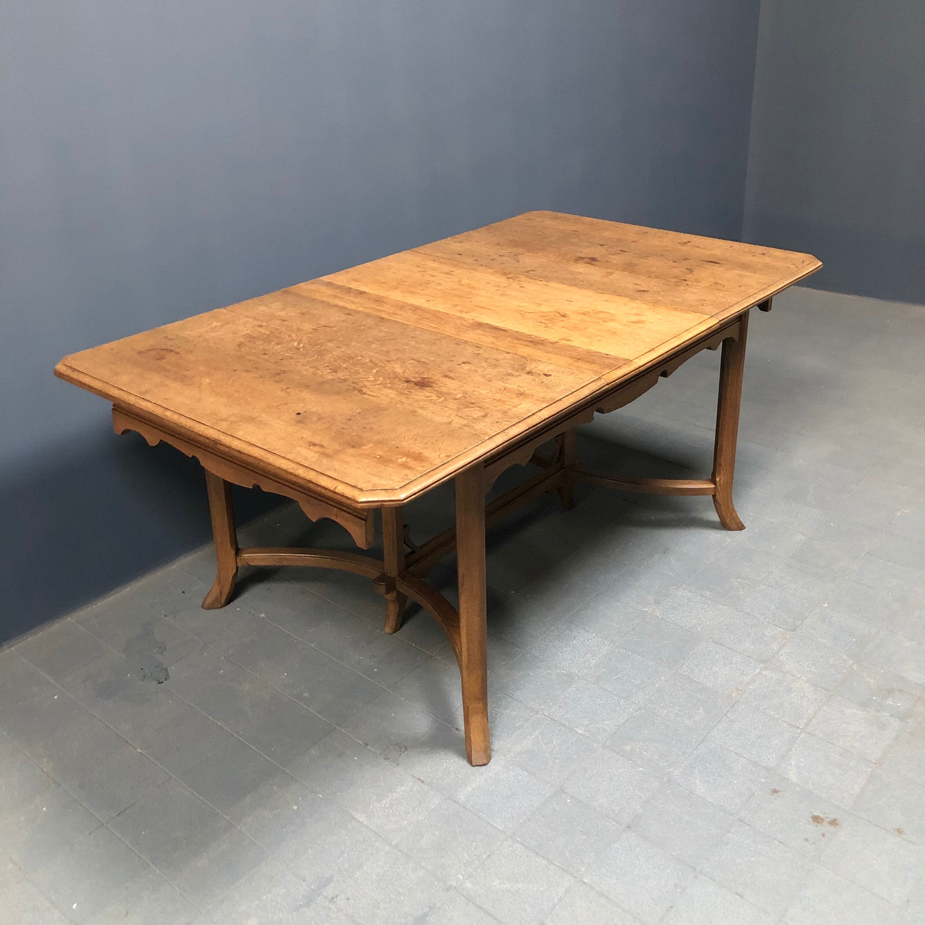 Dutch oak kitchen table in art deco style from the 1930s