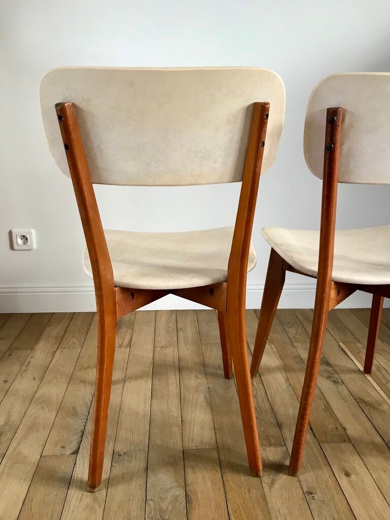 Pair of scandinavian chairs in skaï 50s