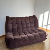 Canapé chauffeuse velours vintage