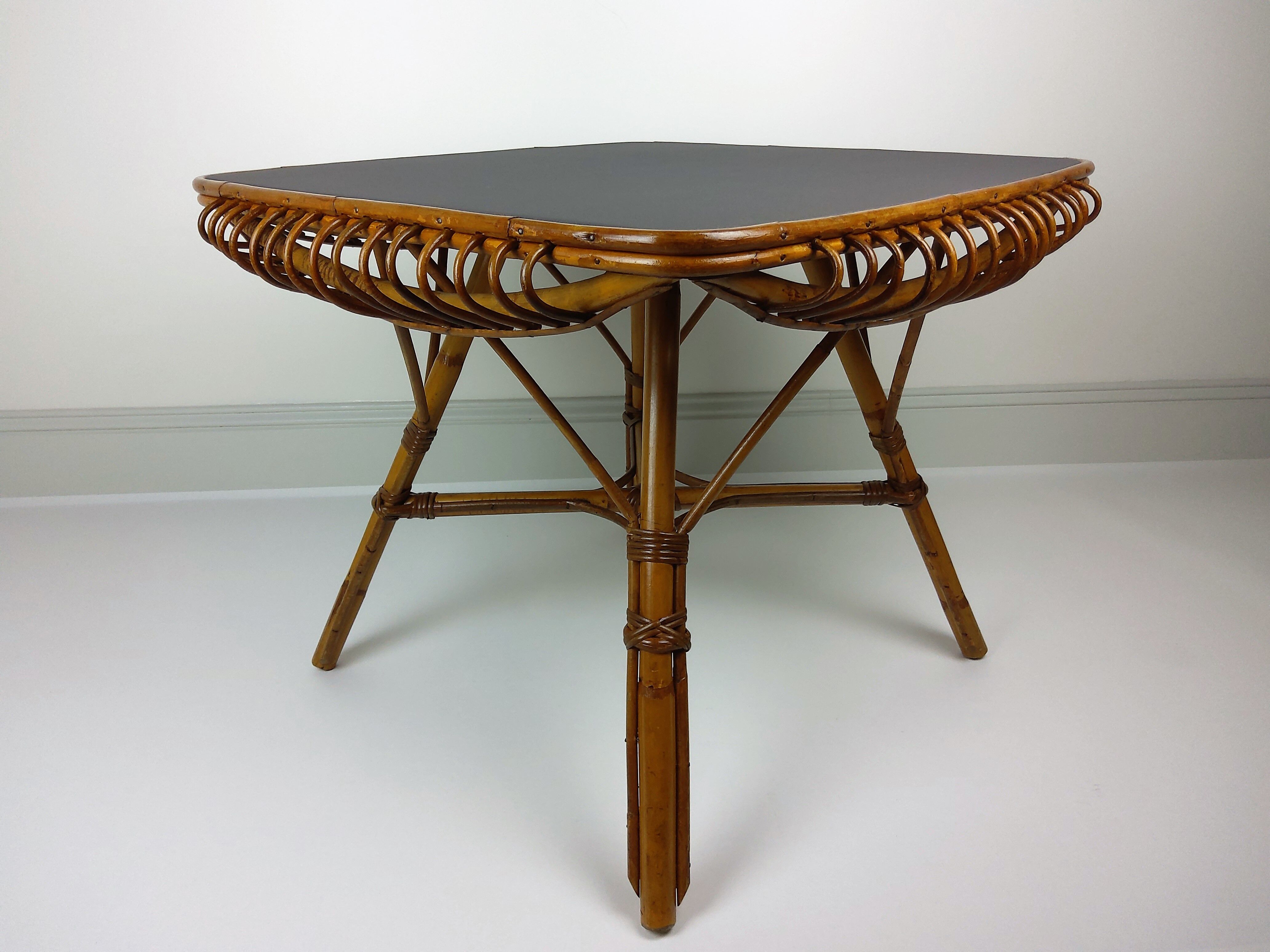 Vintage bamboo and rattan table 1960
