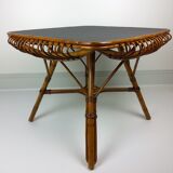 Vintage bamboo and rattan table 1960