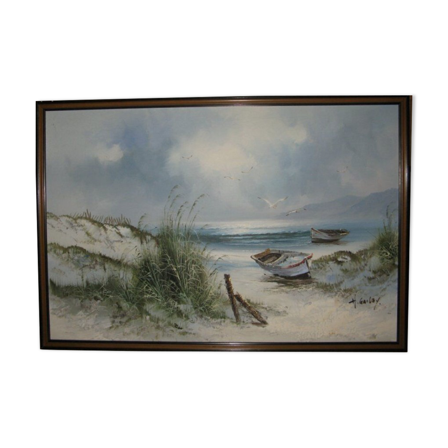 Seascape boats dunes of Sauveterre, Vendée , signed H Gailey