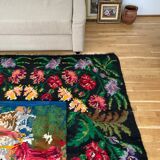 Large bohemian handwoven rug with amazing scenery and floral design, made in Romania 315x195cm