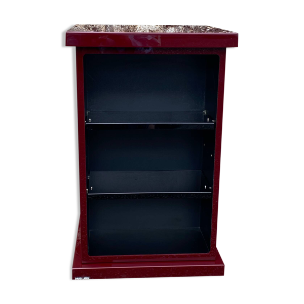 Etagere carree plexiglass bordeaux lie de vin david lange vintage 1980