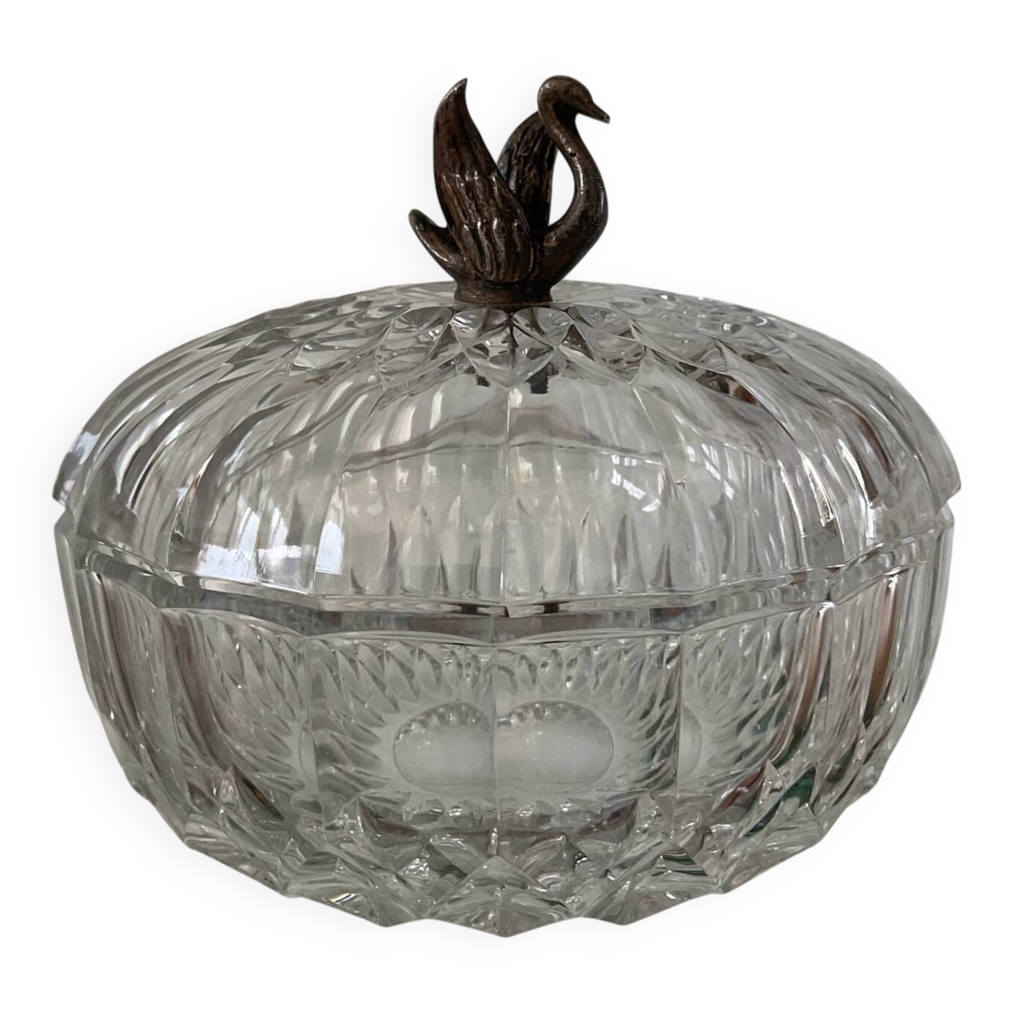 Bonbonnière vintage en cristal Val St Lambert