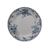 Old white and blue flat plate floral decor emile bourgeois