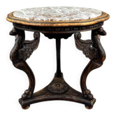 Table Guéridon en bois sculpté avec plateau en marbre, XIXe siècle