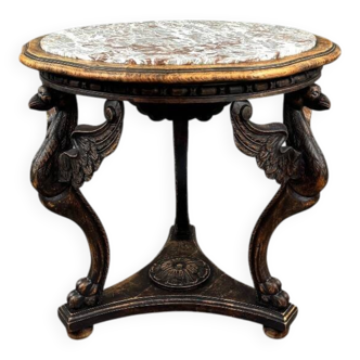 Carved wooden gueridon table with a marble top, 19th century
