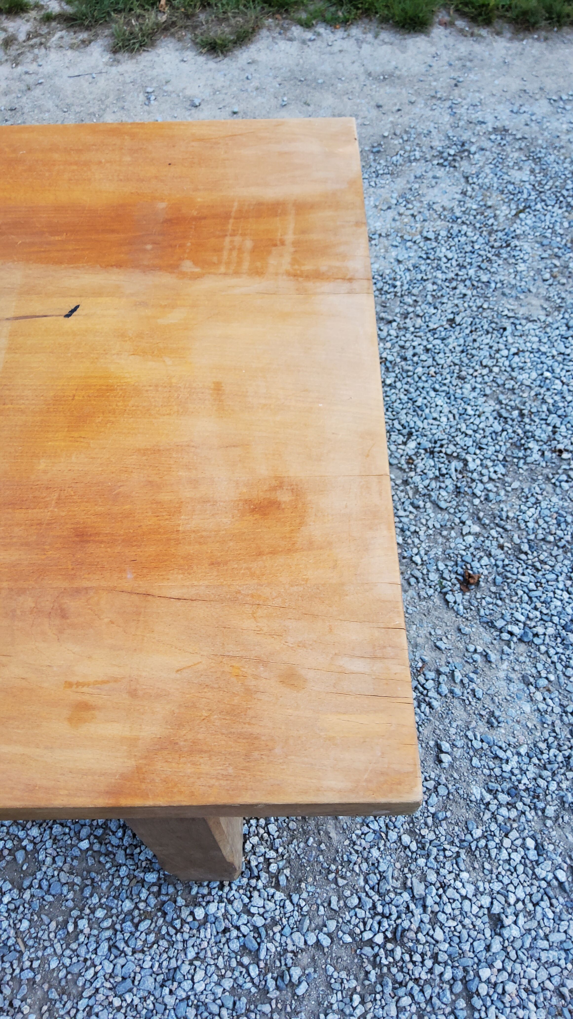 Table de ferme en hêtre et chêne 1 tiroir en ceinture 200cm