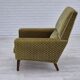 Fauteuil danois à dossier haut de georg thams, revêtement original, velours vert, bois de teck.