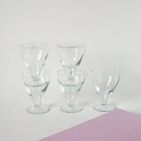 set of 5 blown glass wine glasses from the early 20th century