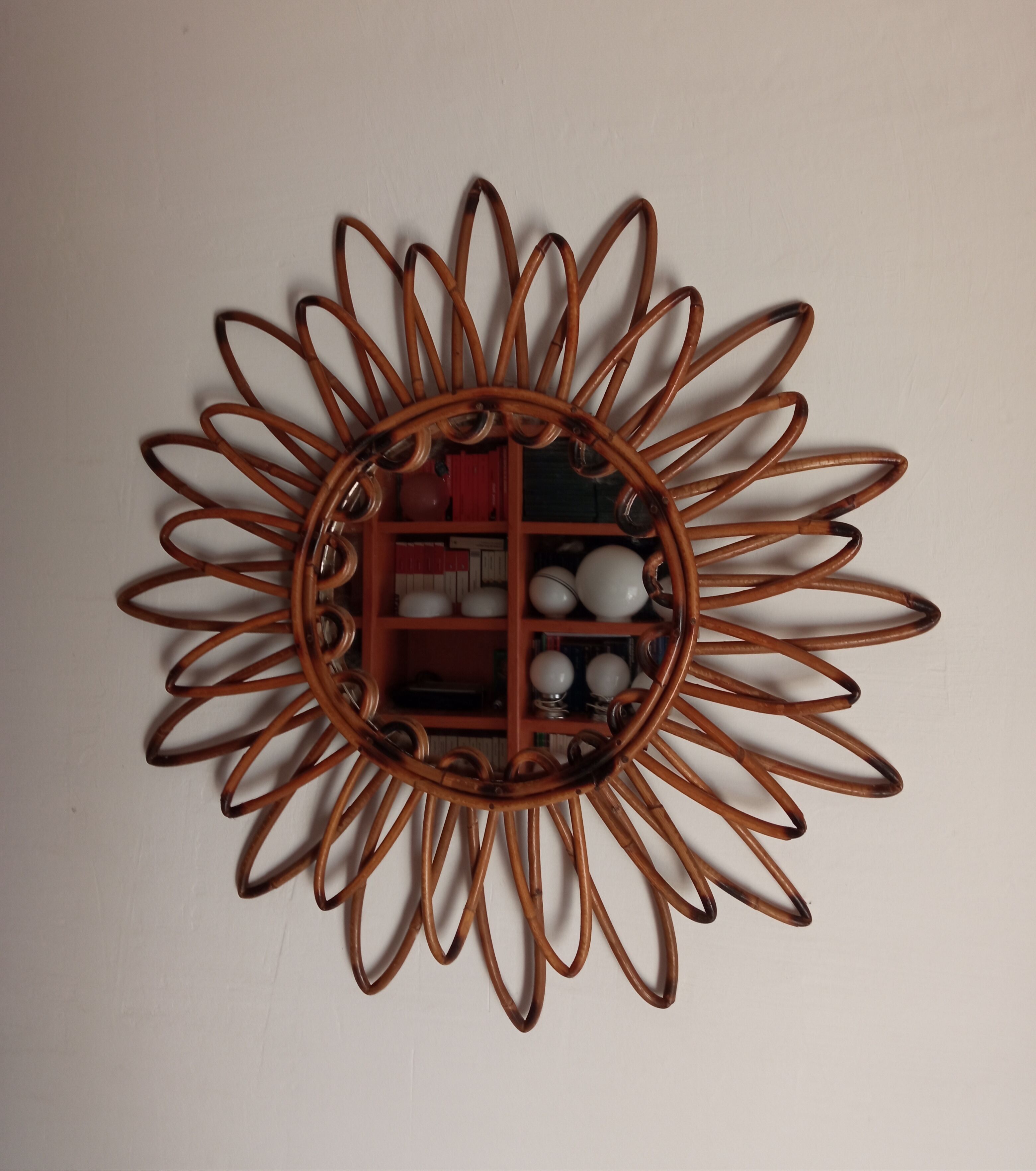 Miroir en bambou vintage 57cm
