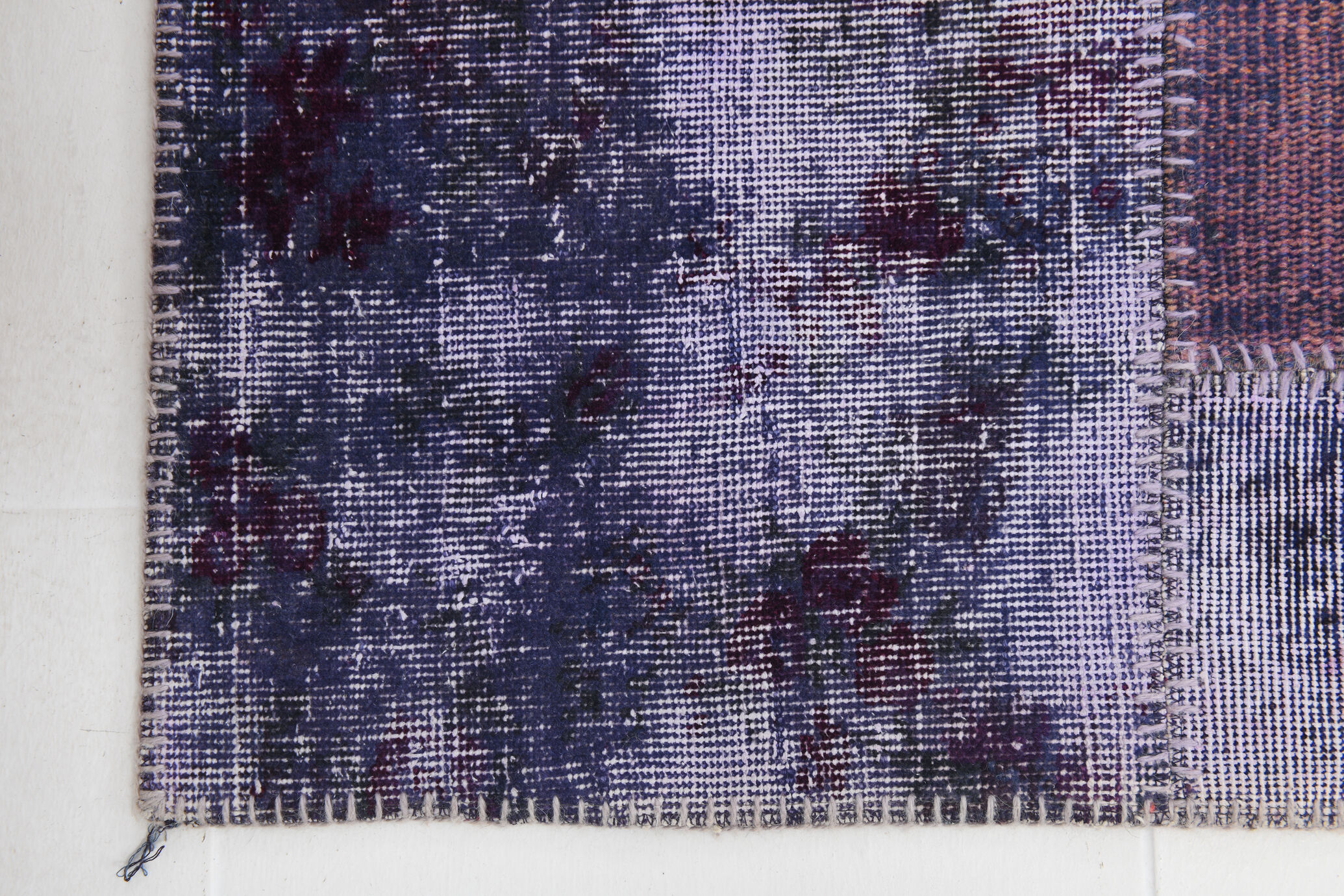 Purple tones vintage patchwork rug 304x215cm