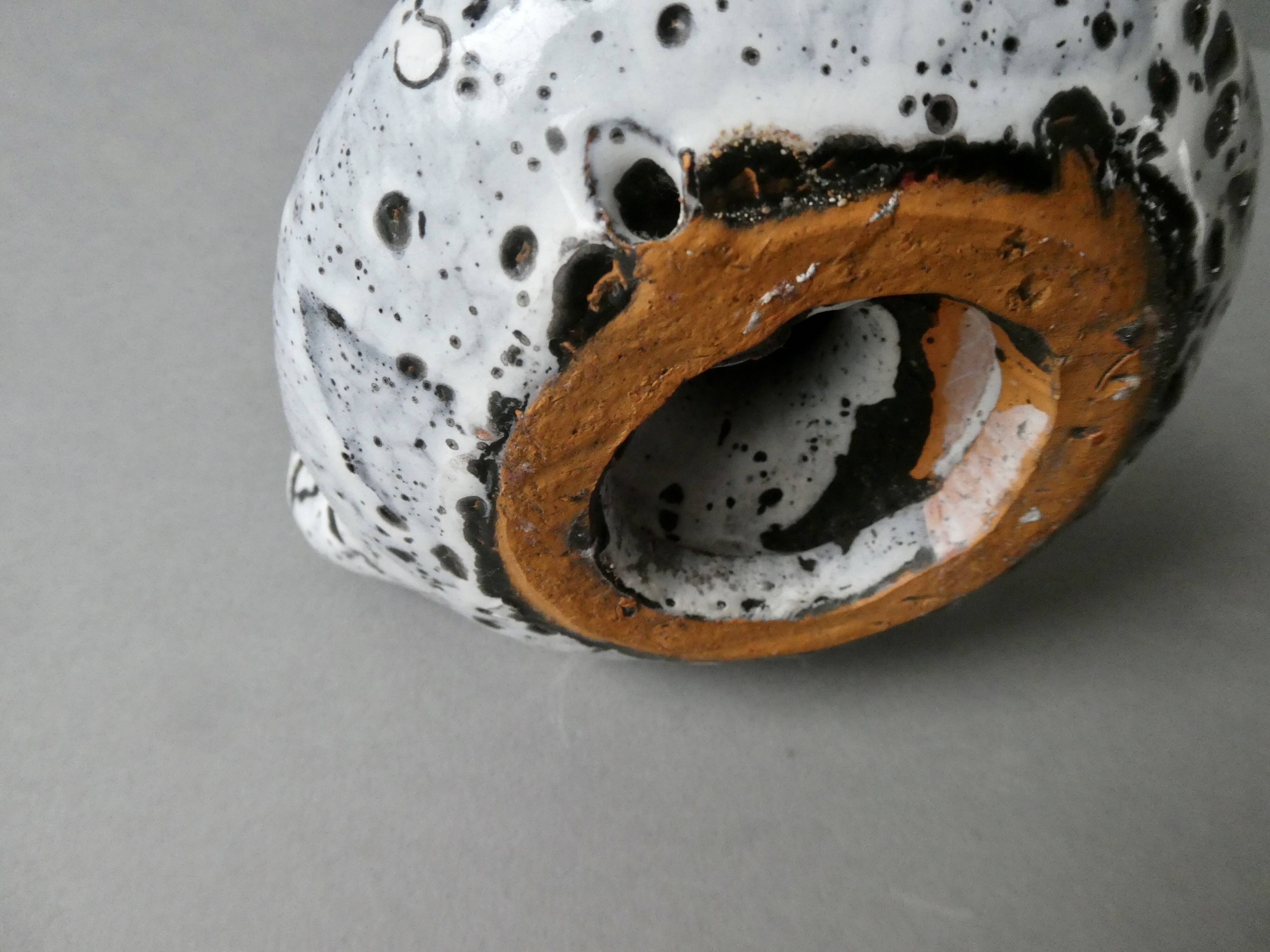 Cellar rat candle holder in white enamel stoneware, 60s-70s