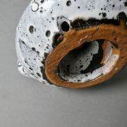 Bougeoir rat de cave en grès émail blanc, années 60-70