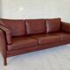 Mid century vintage danish mogens hansen 3 person sofa in burgundy leather