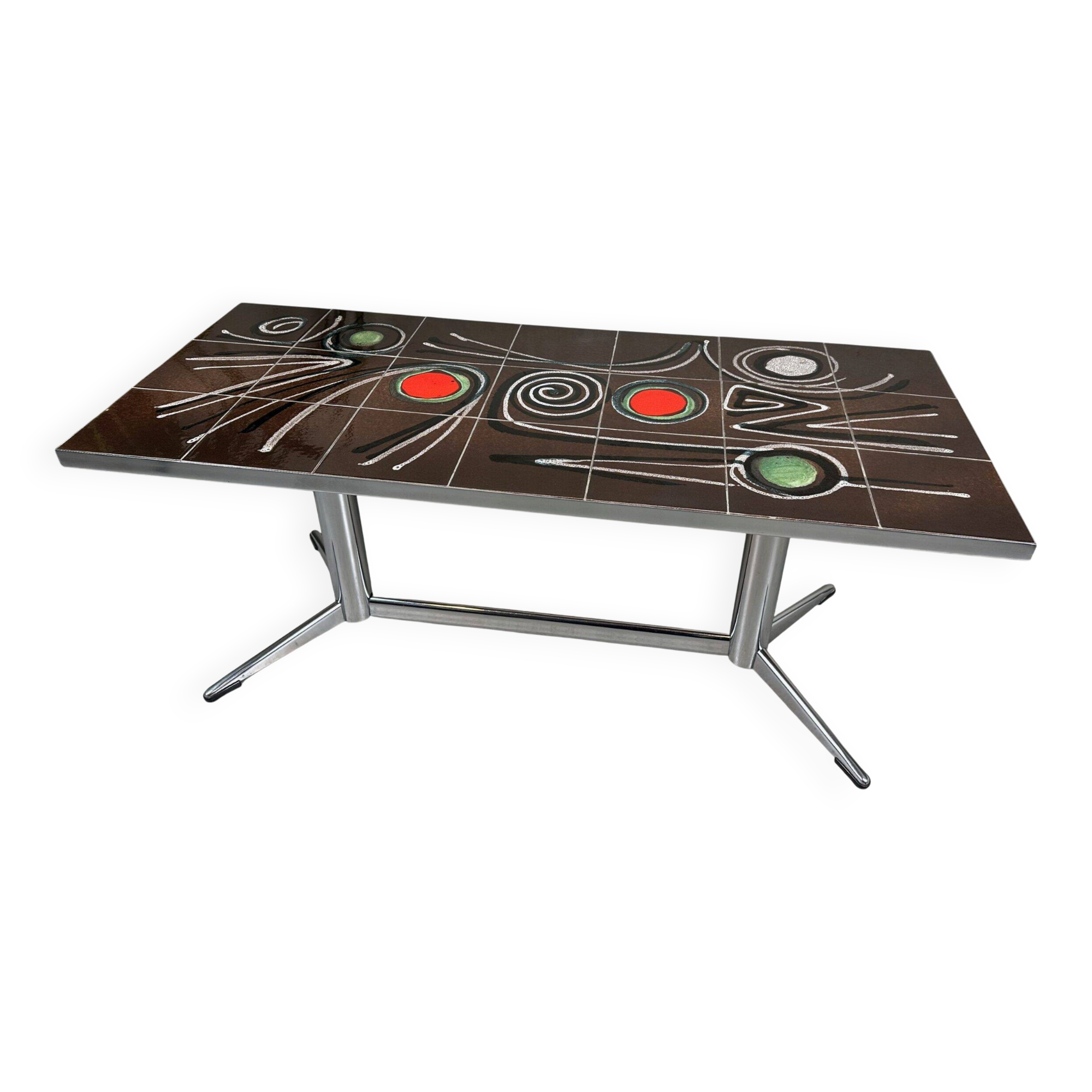 Table basse des années 50 – céramique et chrome