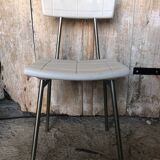 Gray metal children's chair + vintage white plastic seat & back