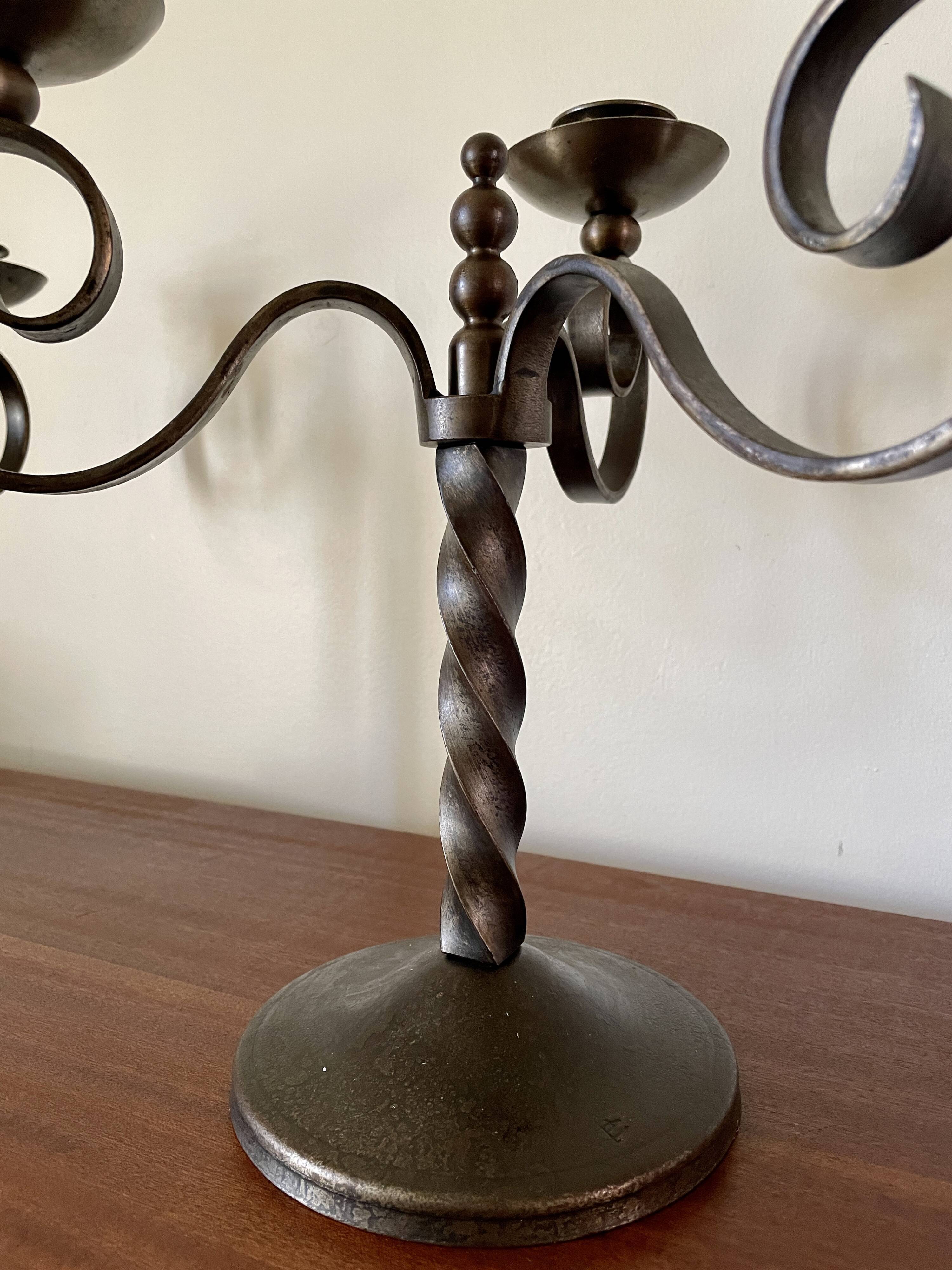 Pair of brutalist candelabra by Charles Piguet 1930