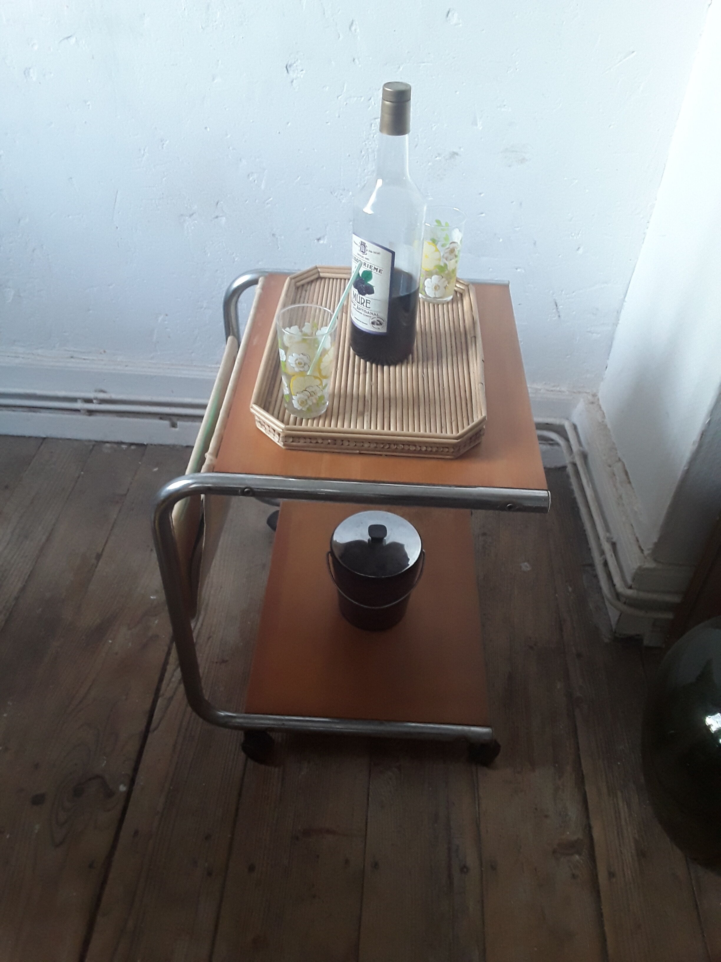 Vintage service/magazine door with wheels