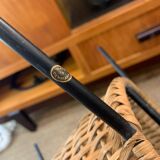 Danish magazine rack in metal and woven wicker
