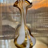 Murano vase 1960 ochre and white