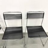 Set of 6 "Spaghetti" Chairs Italian Design 80s – Black & Chrome
