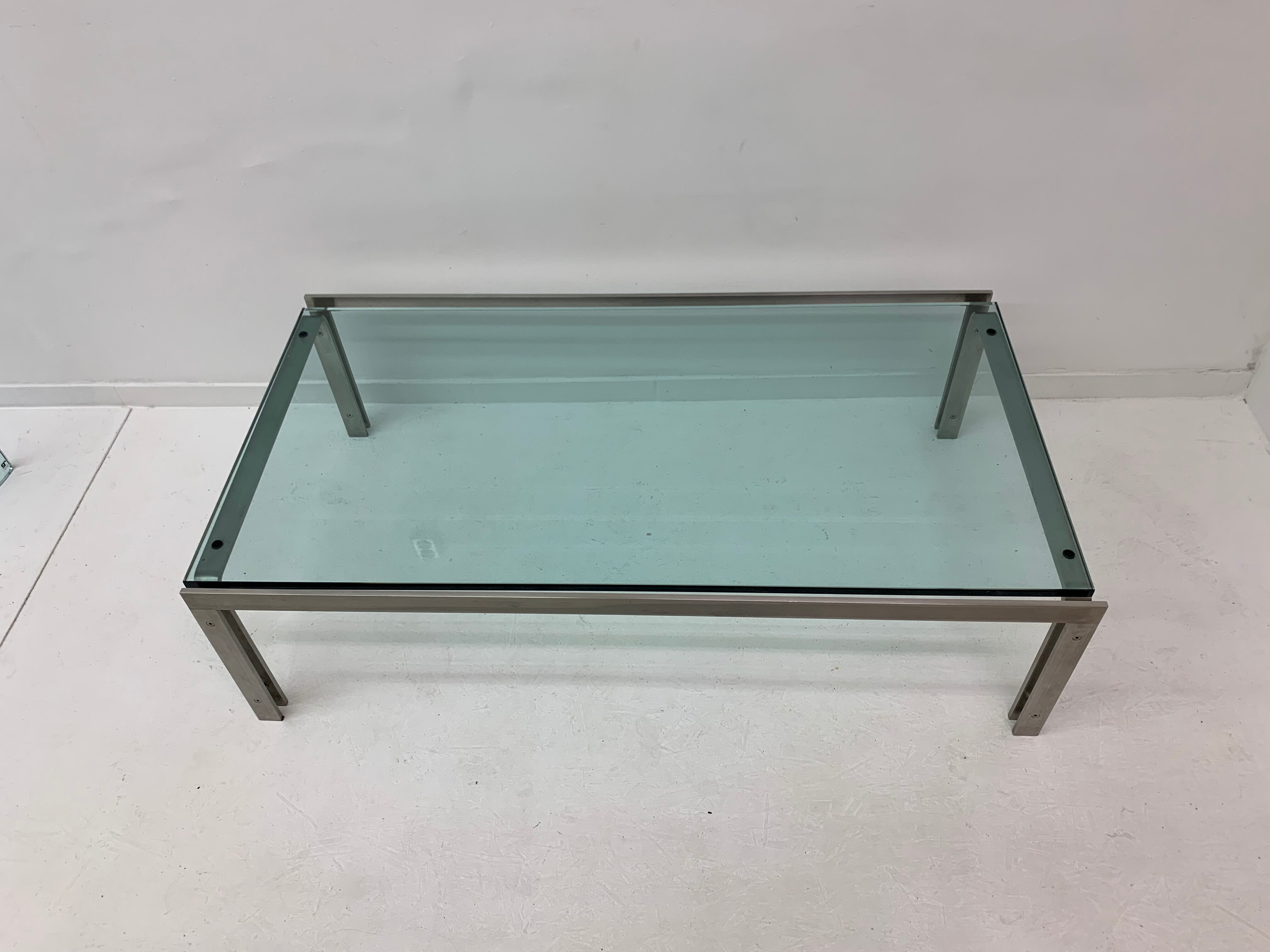 Rectangular Mid-Century Glass Coffee Table by Metaform, 1980s