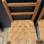 Pair of vintage children's chairs in wood and rattan