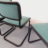 Set of 4 vintage Marcel Breuer Cesca B32 Bauhaus style chairs in black metal, black wood and v fabric