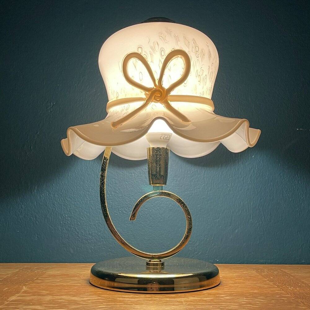 Lampe de table italienne en verre de Murano rose, années 1980