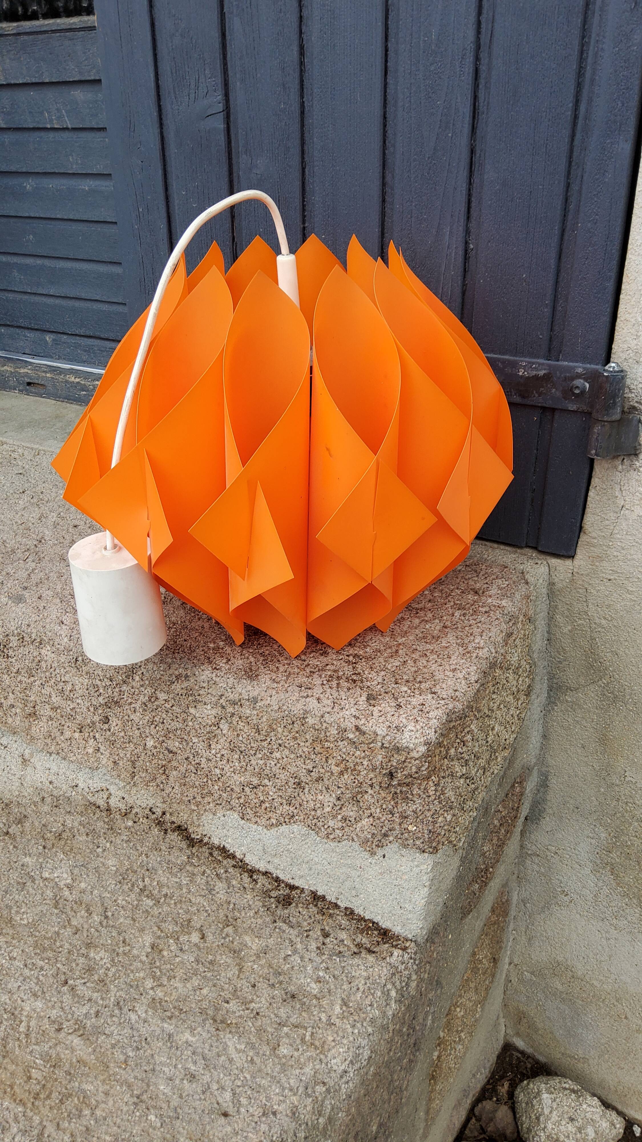 Suspension lamp by Lars Schioler butterfly model Hoyrup Light plastic editor orange 1968