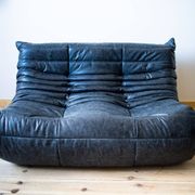 Black leather 3-seat Togo sofa attributed to Michel Ducaroy for Ligne Roset