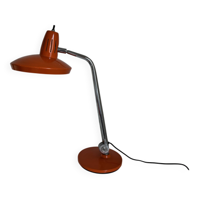 Lampe vintage 1960 de bureau Fase Faro Madrid orange - 52 cm